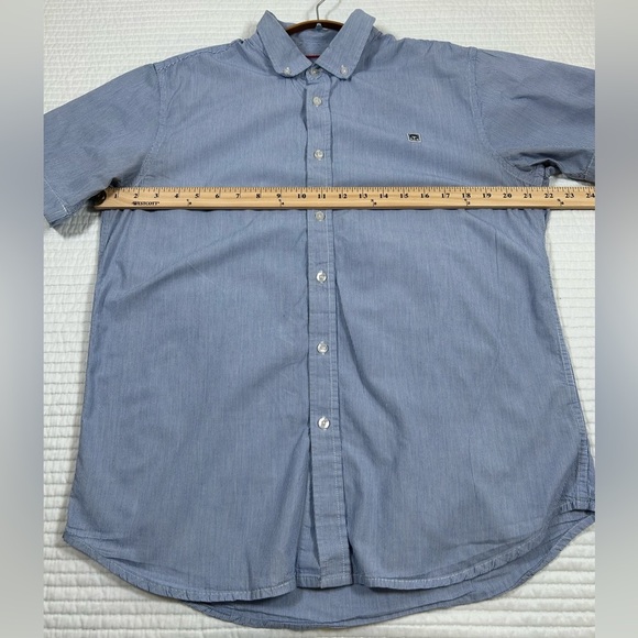 Obey Blue Casual Button Down Shirt Relaxed Fit. #pinstripes - Picture 6 of 9